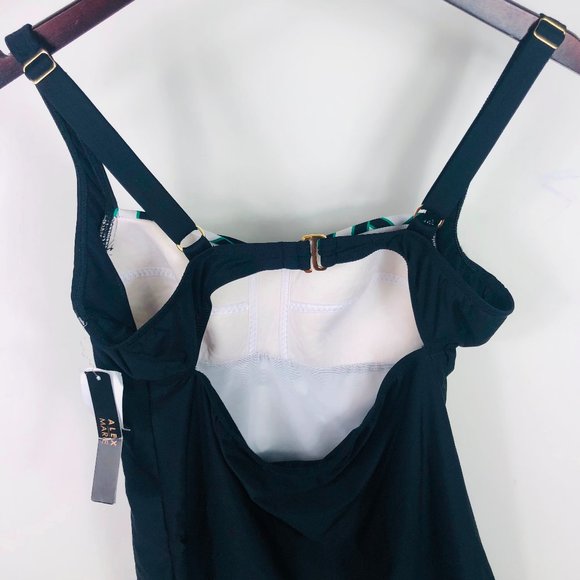 Alex Marie 10 Medium Swimsuit Top Tankini Geometric White Green Black - Picture 2 of 3